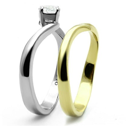 Two-Tone IP Gold Stainless Steel Ring – AAA Grade (TK1092)