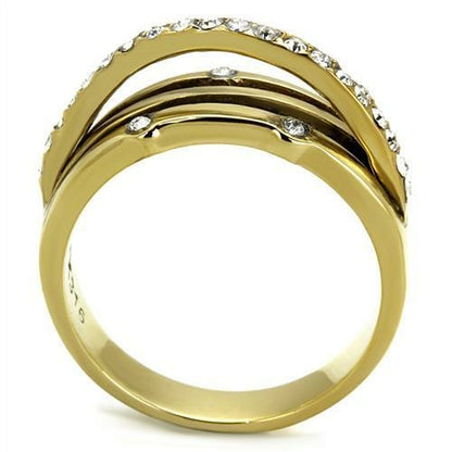 IP Gold Stainless Steel Ring with Top Grade Crystal (TK2611)