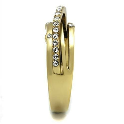 IP Gold Stainless Steel Ring with Top Grade Crystal (TK2611)