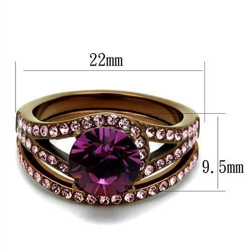 IP Coffee Light Stainless Steel Ring with Top Grade Crystal (TK2745)