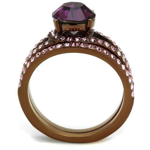 IP Coffee Light Stainless Steel Ring with Top Grade Crystal (TK2745)