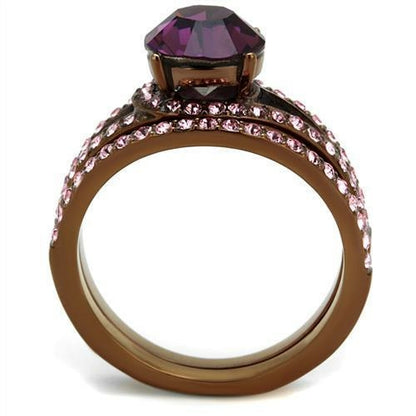 IP Coffee Light Stainless Steel Ring with Top Grade Crystal (TK2745)