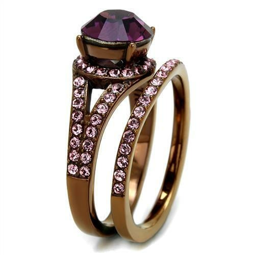 IP Coffee Light Stainless Steel Ring with Top Grade Crystal (TK2745)