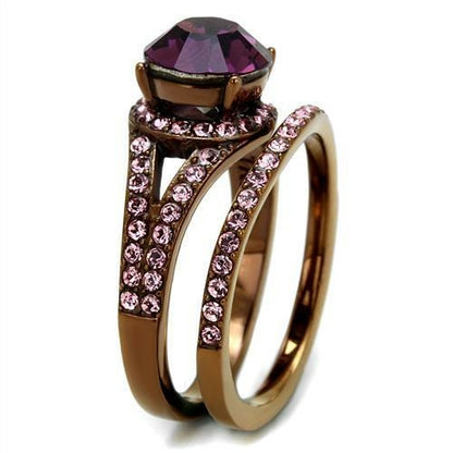 IP Coffee Light Stainless Steel Ring with Top Grade Crystal (TK2745)