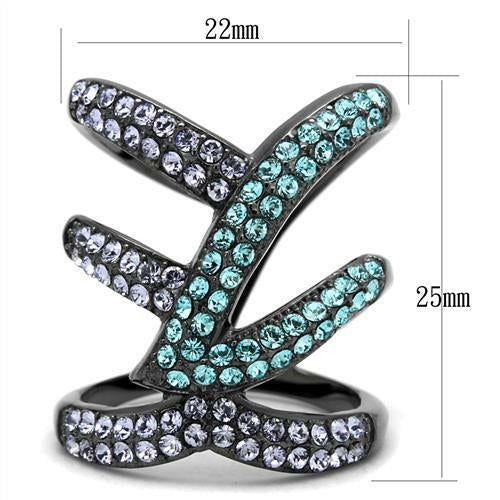 IP Light Black Stainless Steel Ring with Top Grade Crystal (TK2766)