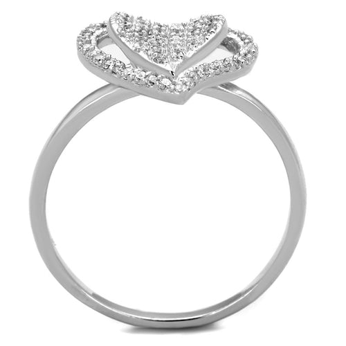 Rhodium 925 Sterling Silver Ring with AAA CZ – Clear (TS192)