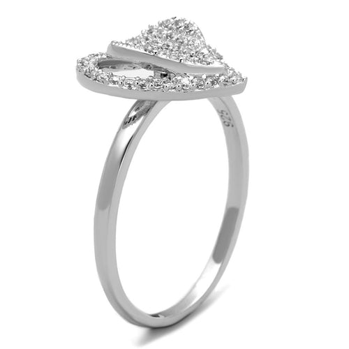 Rhodium 925 Sterling Silver Ring with AAA CZ – Clear (TS192)