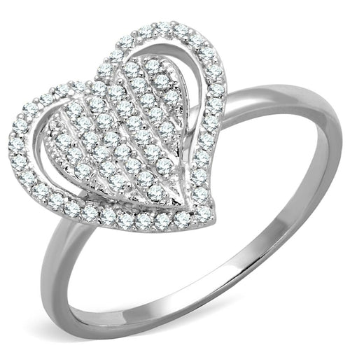 Rhodium 925 Sterling Silver Ring with AAA CZ – Clear (TS192)