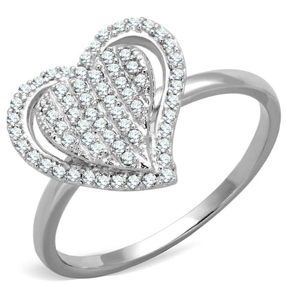 Rhodium 925 Sterling Silver Ring with AAA CZ – Clear (TS192)