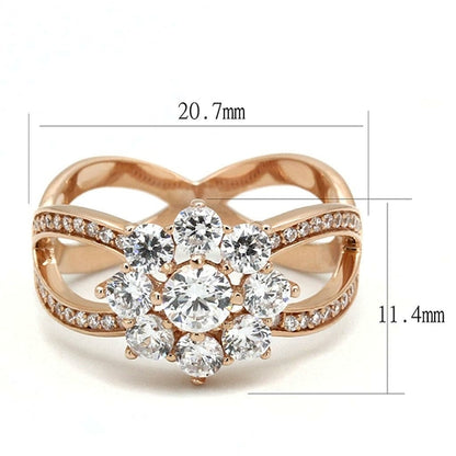 Rose Gold 925 Sterling Silver Ring with AAA CZ – Clear (TS586)