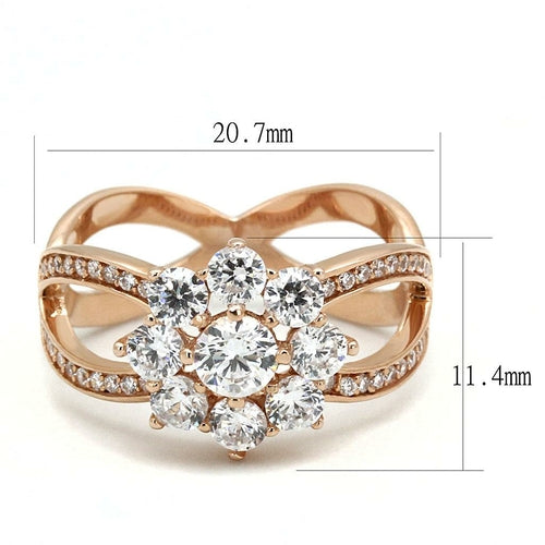 Rose Gold 925 Sterling Silver Ring with AAA CZ – Clear (TS586)