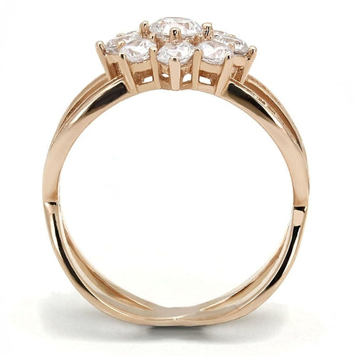 Rose Gold 925 Sterling Silver Ring with AAA CZ – Clear (TS586)