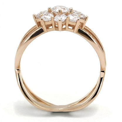 Rose Gold 925 Sterling Silver Ring with AAA CZ – Clear (TS586)