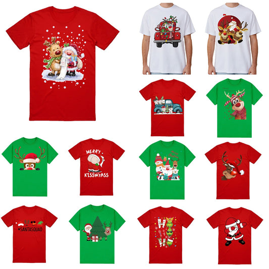 NNEDSZ 100% Cotton Christmas T-shirt Adult Unisex Tee Tops Funny Santa Party Custume, Merry Kissmyass (White), 3XL