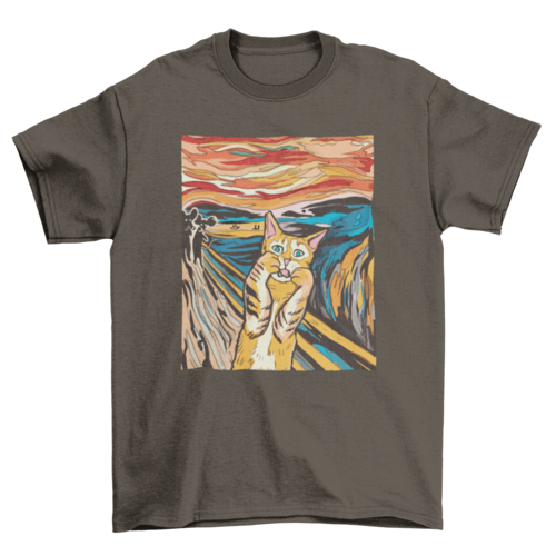 The Scream Parody Cat T-Shirt – Funny Art Lover Tee