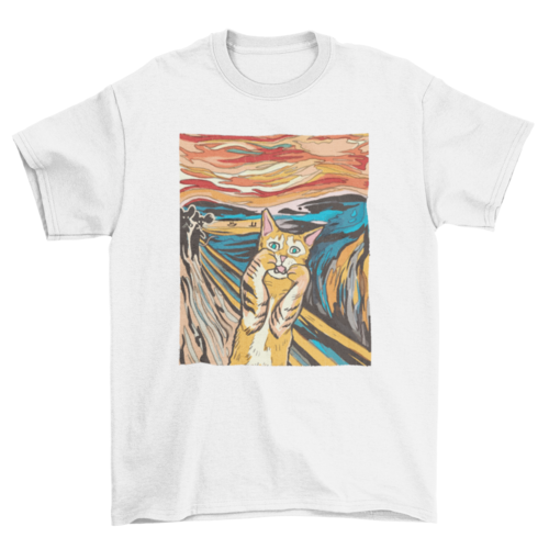 The Scream Parody Cat T-Shirt – Funny Art Lover Tee