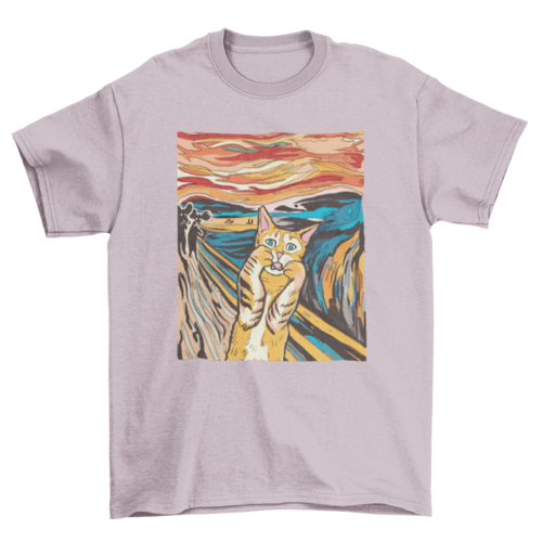 The Scream Parody Cat T-Shirt – Funny Art Lover Tee