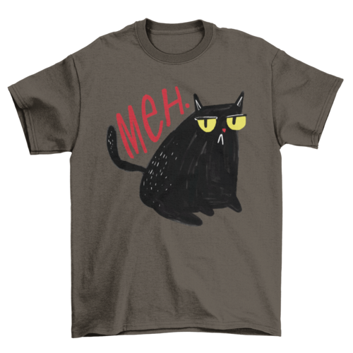 Funny Unimpressed Black Cat "Meh" Graphic T-Shirt