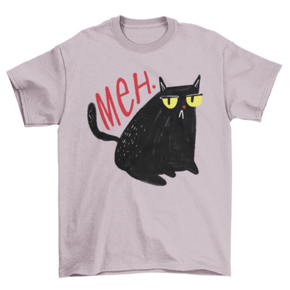 Funny Unimpressed Black Cat "Meh" Graphic T-Shirt