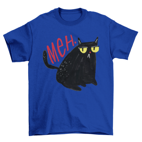Funny Unimpressed Black Cat "Meh" Graphic T-Shirt