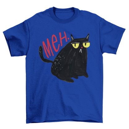 Funny Unimpressed Black Cat "Meh" Graphic T-Shirt