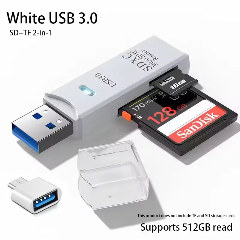 2-in-1 USB 3.0 Card Reader – MiniSD, TF & Flash Drive