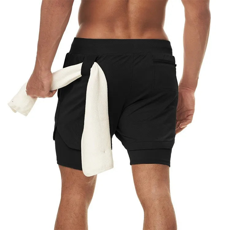 Men's 2-in-1 Camo Running Shorts – Quick-Dry Gym Training Shorts