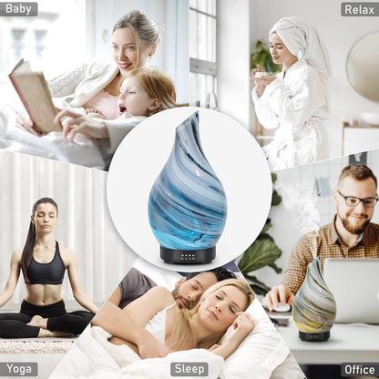Aroma Essential Oil Diffuser 120ML Ultrasonic Humidifier with Handmade Glass, BPA-Free, Waterless Auto-Off Timer, Ideal for Home, Yoga, and Office Use
