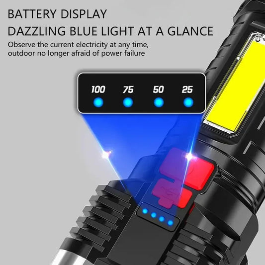 Rechargeable High-Power Flashlight with Side Light – 3 Modes