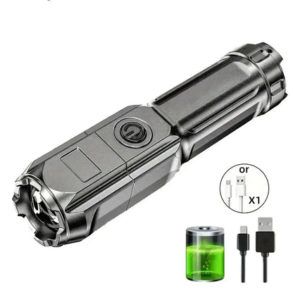 100,000 Lumen Rechargeable LED Flashlight – Waterproof Zoom Torch