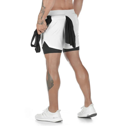 Men's 2-in-1 Camo Running Shorts – Quick-Dry Gym Training Shorts