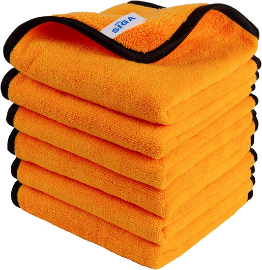 Professional Premium Microfiber Towels for Household Cleaning and Automotive Detailing, Dual-Sided, Gold, 15.7 x 23.6 Inches, Set of 6