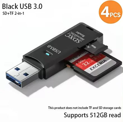2-in-1 USB 3.0 Card Reader – MiniSD, TF & Flash Drive