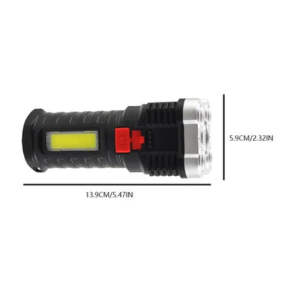 Rechargeable High-Power Flashlight with Side Light – 3 Modes