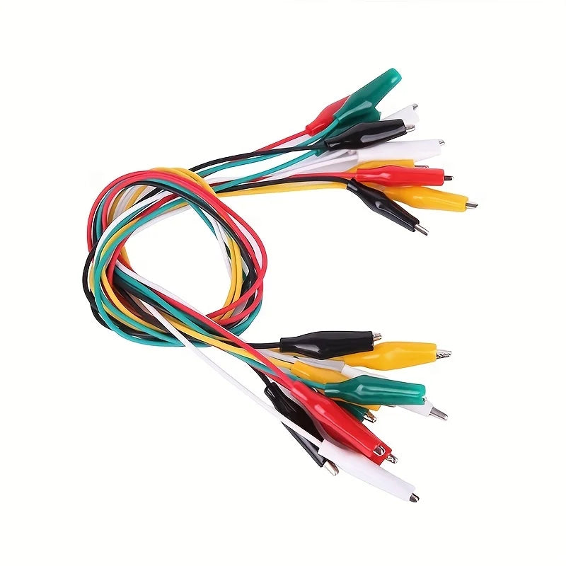 10-Pack Alligator Clip Test Leads – 46cm Double-Ended Crocodile Clips
