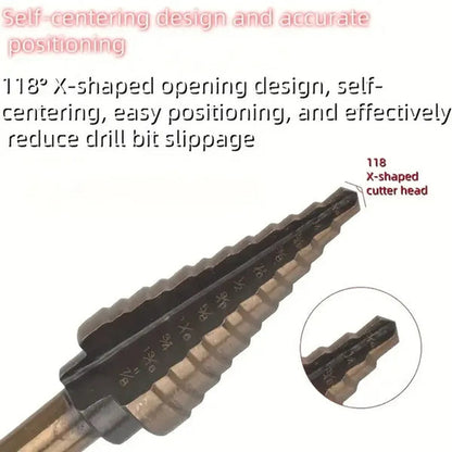 5-Piece High-Speed Step Drill Bit Set – Triangular Shank, Baked Finish