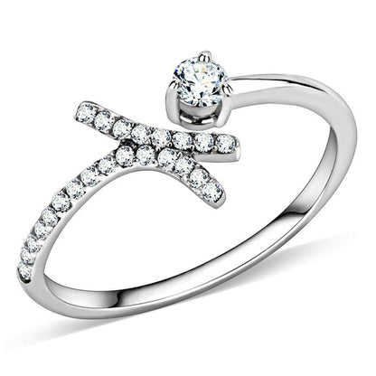 DA145 Polished Stainless Steel Ring – AAA Grade CZ