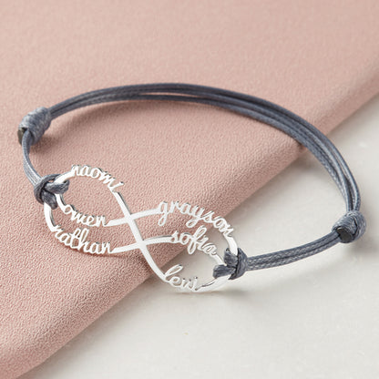 Personalised Mum Bracelet with Kids' Names – Infinity Jewellery Gift