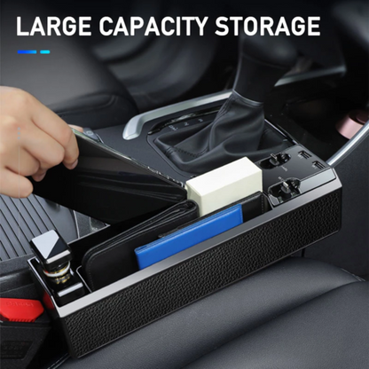 Car Seat Gap Organizer with Built-In Charger Cable – Side Storage Box
