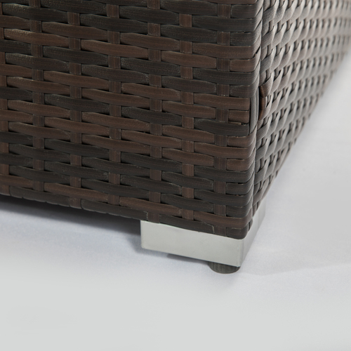 Outdoor Gas Fire Pit Table – Square Dark Brown Wicker