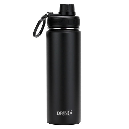 DRINCO® 22oz Stainless Steel Sport Water Bottle – Black, Double-Walled Insulated