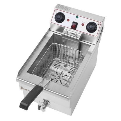 1.7KW Stainless Steel Deep Fryer – 11.8L Single Tank with Faucet