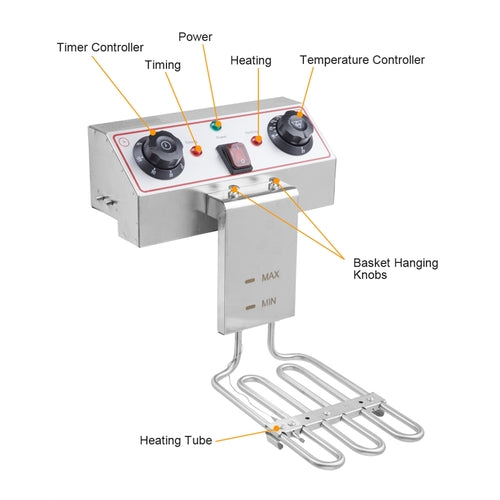 1.7KW Stainless Steel Deep Fryer – 11.8L Single Tank with Faucet