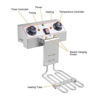 1.7KW Stainless Steel Deep Fryer – 11.8L Single Tank with Faucet