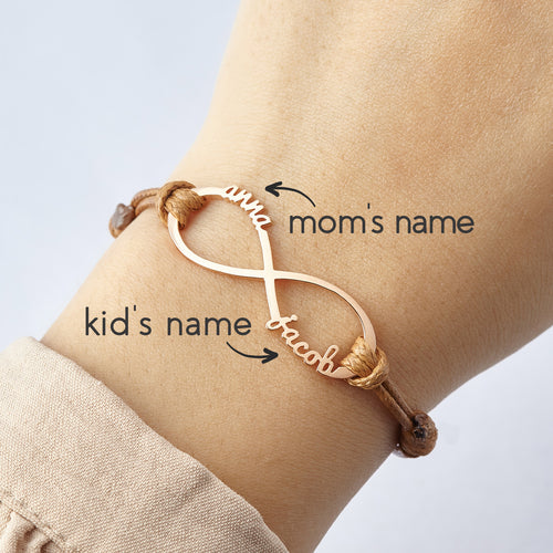 Personalised Mum Bracelet with Kids' Names – Infinity Jewellery Gift