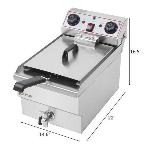 1.7KW Stainless Steel Deep Fryer – 11.8L Single Tank with Faucet