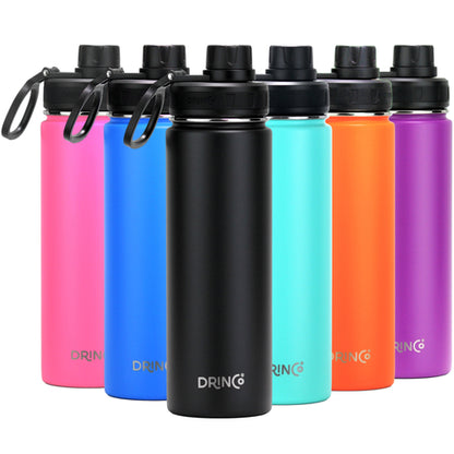 DRINCO® 22oz Stainless Steel Sport Water Bottle – Black, Double-Walled Insulated
