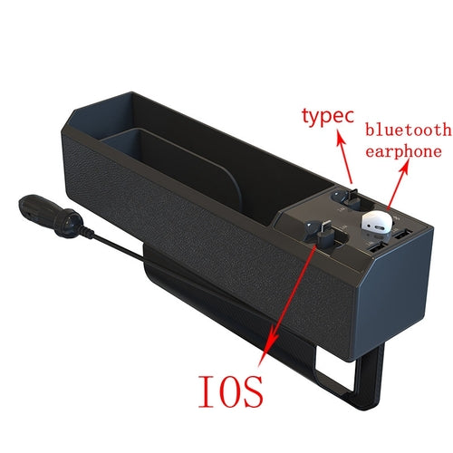 Car Seat Gap Organizer with Built-In Charger Cable – Side Storage Box