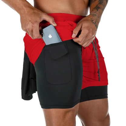 Men's 2-in-1 Camo Running Shorts – Quick-Dry Gym Training Shorts