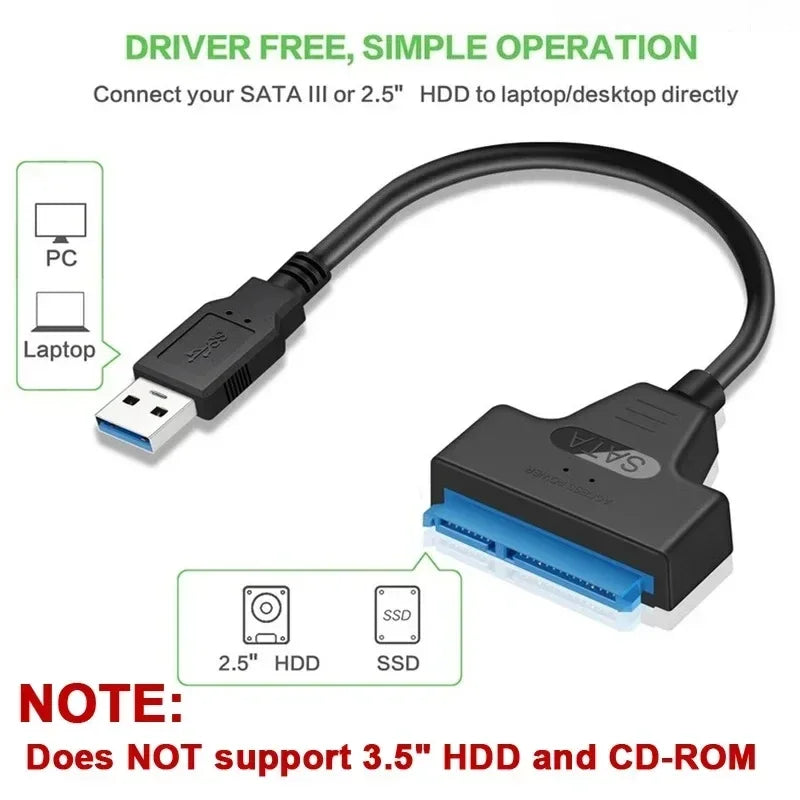 SATA to USB 3.0 Adapter Cable – For 2.5" HDD & SSD